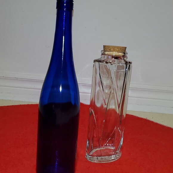 2 Collectors Bottles Cobalt Blue & Clear Decorative - Save $ - Picture 7 of 9